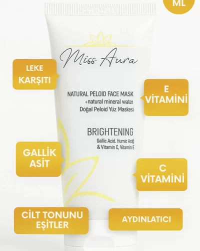 Leke Karşıtı Aydınlatıcı Yüz Maskesi Doğal Peloid – Gallik Asit, Humik Asit, C ve E Vitamini 150 ml