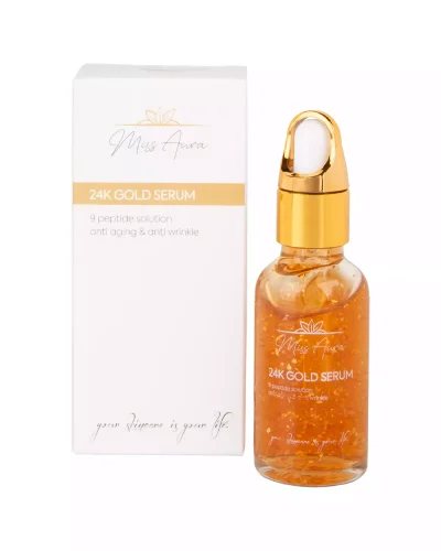 24K Altın Serum – 9 Peptid Solüsyon Yaşlanma & Kırışıklık Karşıtı, 30 ml